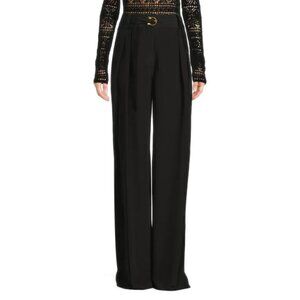 NEW FERRAGAMO Size 46 (US Size 10) Women's High-Rise Silk Pants - Black